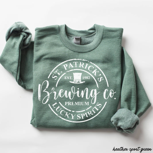 St. Patrick's Brewing Sweatshirt  (S-3X): Ash Grey