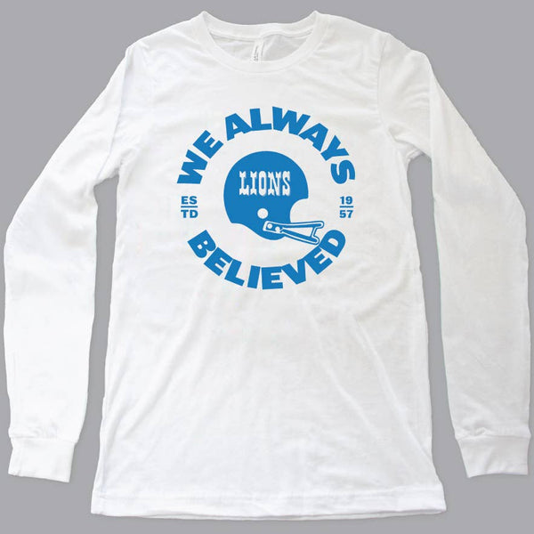 Believe long sleeve tee: Royal Blue Heather