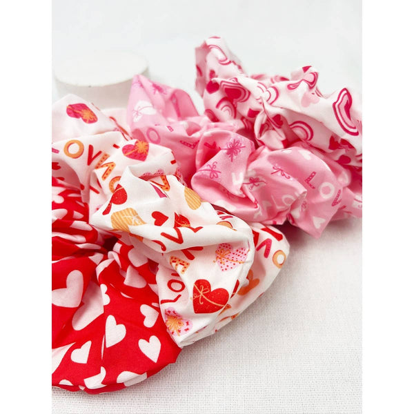 Mix Heart Pattern Jumbo Size Hair Scrunchies: MIX COLOR / ONE(12)