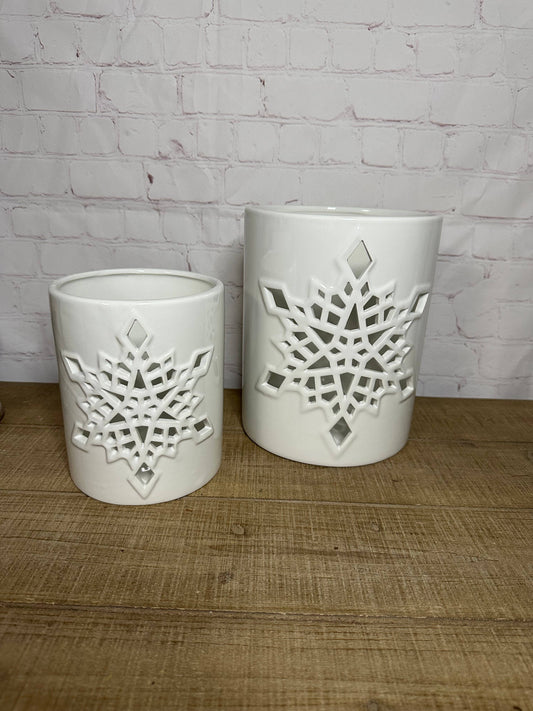 Ceramic Snowflake Crock Large & Small