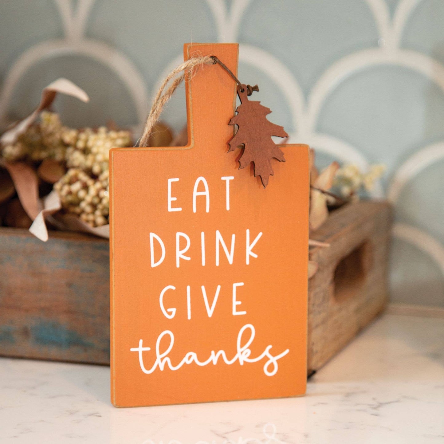 Eat Drink Give Thanks Cutting Board Sign Ornament