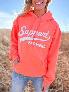 Western Neon 'Support Farmers Banner' Puff Hoodie: S