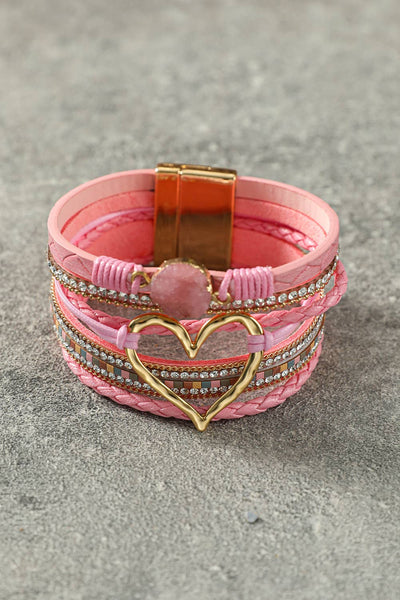 Heart Rhinestone Valentine Buckle Bracelet: As shown / Missy / Standard