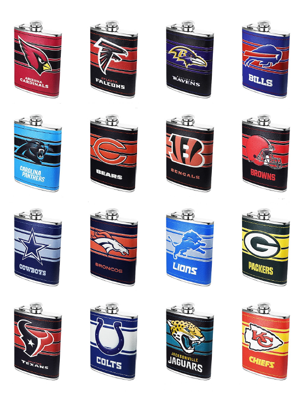 NFL Detroit Lions 8oz Stainless Steel Hip Flask Set