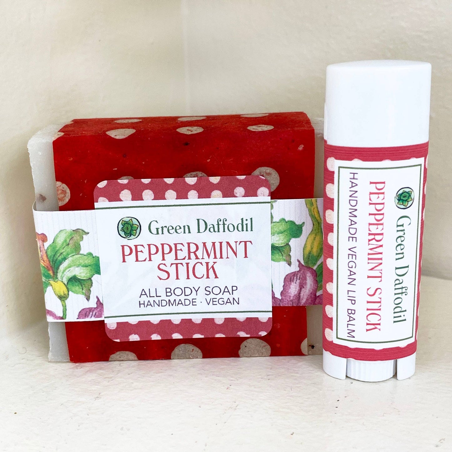 Peppermint Stick Soap & Lip Balm Dish Kit - Gift Set
