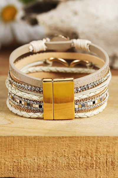 Heart Rhinestone Valentine Buckle Bracelet: Apricot / Missy / Standard