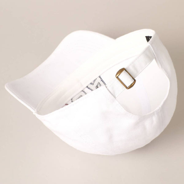 USA Embroidered Adjustable Baseball Cap Hat: WHITE / ONE SIZE