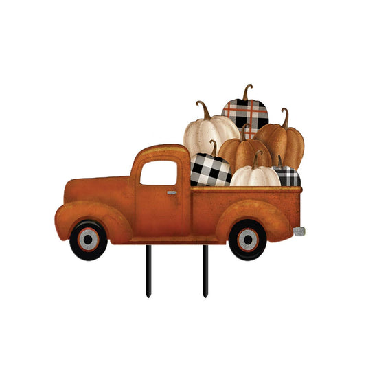 Happy Fall Pickup Metal Yard Art 30" x 13" Briarwood Lane