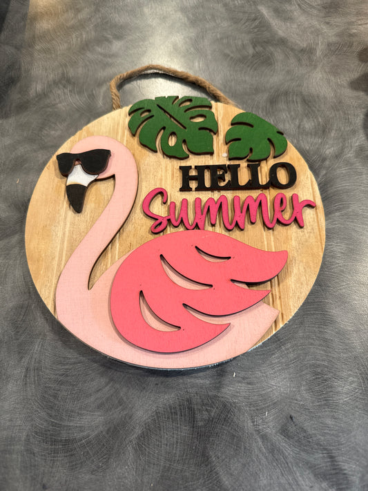 Flamingo 10” Round Sign