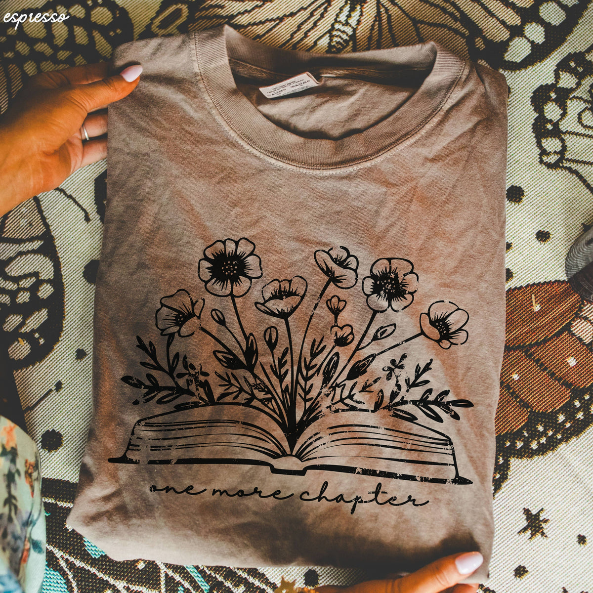 One More Chapter Floral Book Tee  (S-3X): Pepper