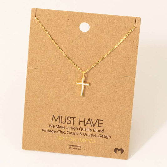 Gold Dipped Cross Shell Pendant Necklace: G