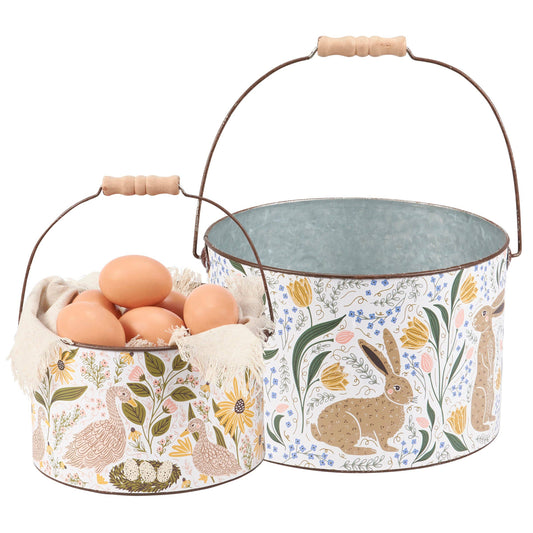 Rabbit Folk Art Bucket Large/Small