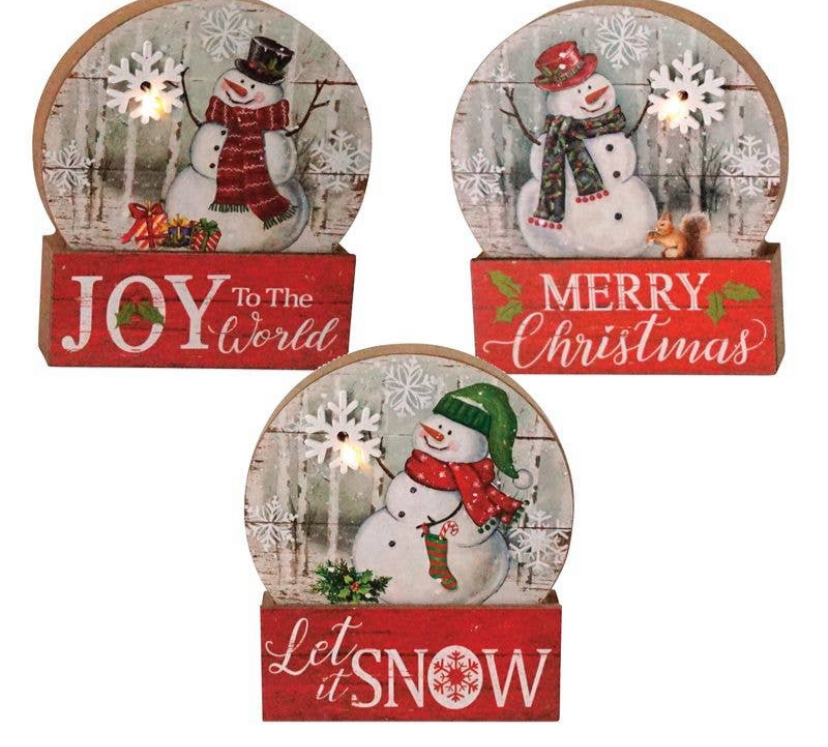 Christmas Snow Globe Wood Sign w/ LED Light