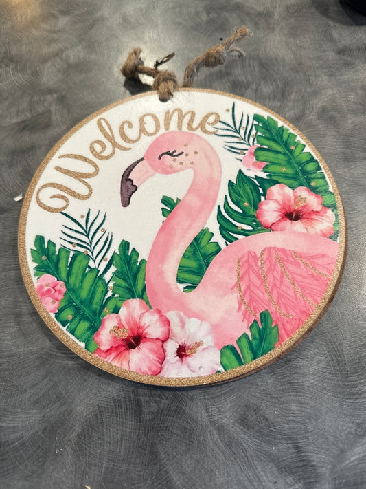 Flamingo 9” round sign