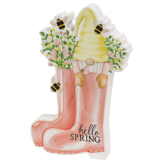 Hello Spring Gnome in Boots Chunky Sitter