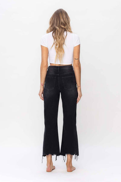 90'S VINTAGE SUPER HIGH RISE CROP FLARE JEANS