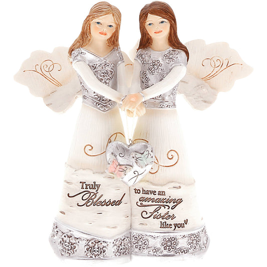 Sisters - 5.5" Double Angels Holding Heart