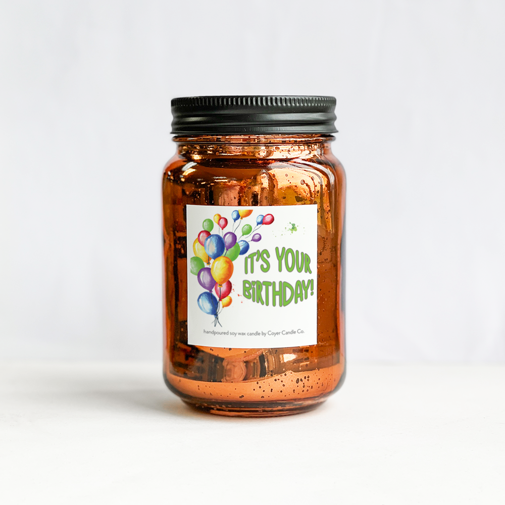 Happy Birthday | 16 oz. Glimmery Candles: Silver / Birthday Confetti / Vanilla Bourbon