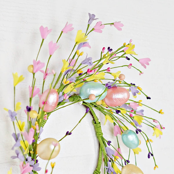 35512-16in(6.5)Wreath-Candy Shop Easter Eggs with Forsythia