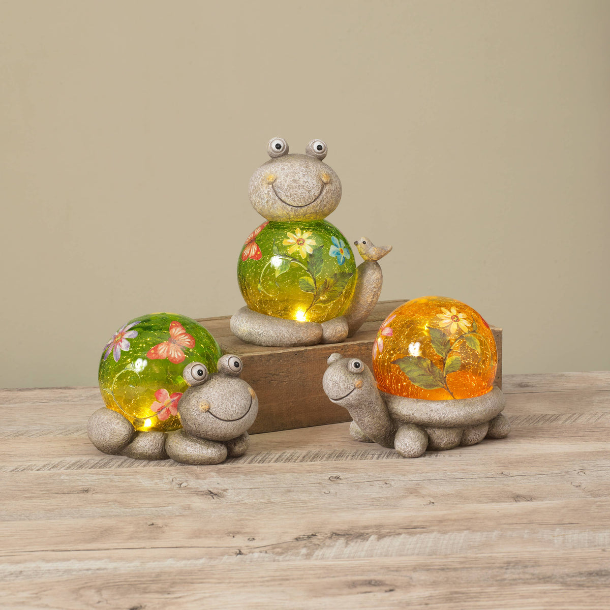 7.8"L B/O Lighted Resin & Glass Friend Figurine