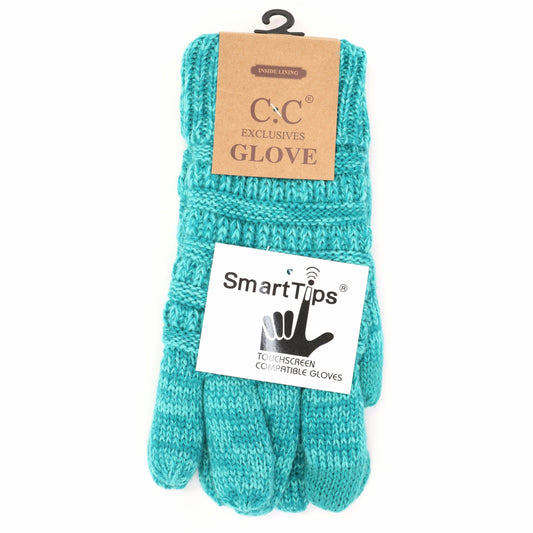 Two Tone Ribbed Lined CC Glove:Teal