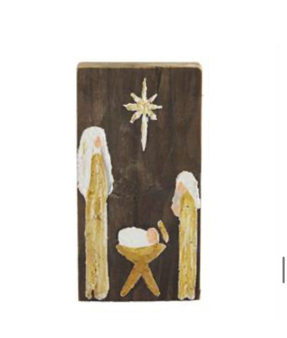 Hand Painted Nativity Wood Block