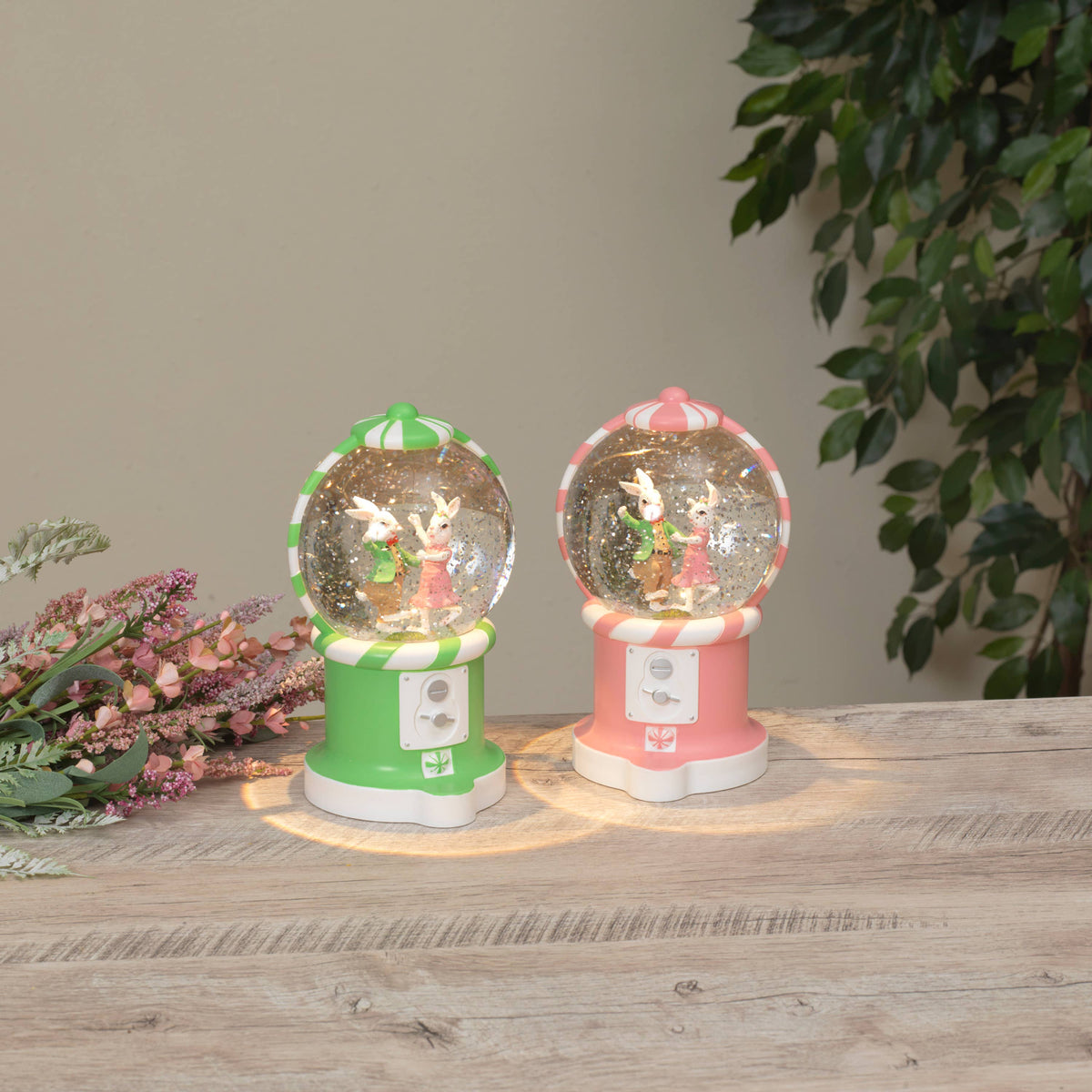 Gerson 7.75"H B/O Lighted Spinning Water Globe w/ Easter Bun