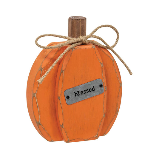Orange Chunky Blessed Pumpkin Sitter: Orange