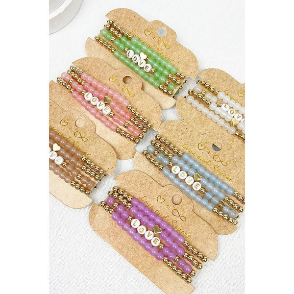 LOVE Beads Layered Soft Tone Bracelets: MIX COLOR / ONE