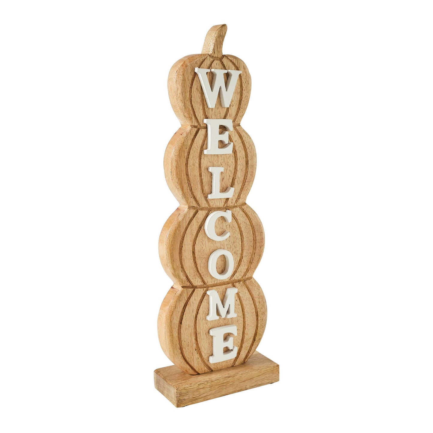 Burlap Pumpkin Stack Welcome Sign: 16.5 Inch