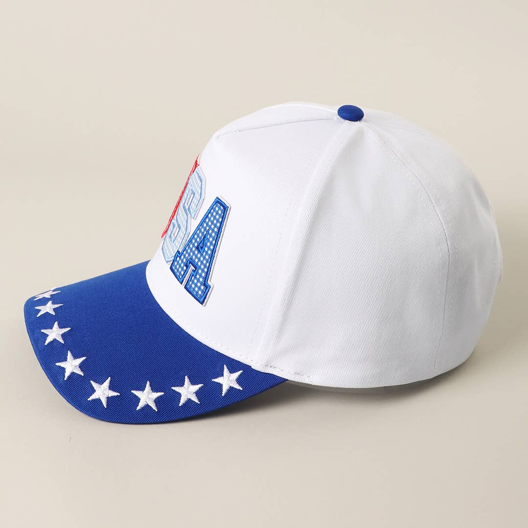 USA Letter Patch Star Brim Trucker Baseball Cap: RED