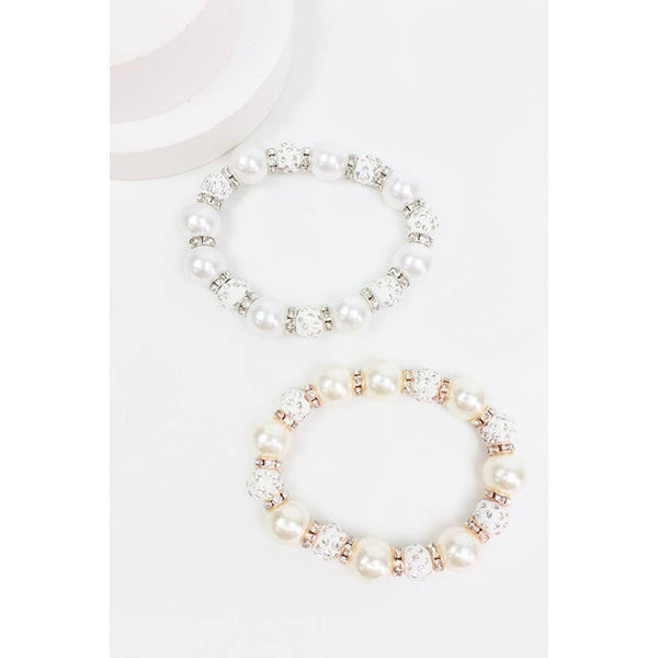 Pearl with Stoneball Bead Bracelet: PEARL / ONE