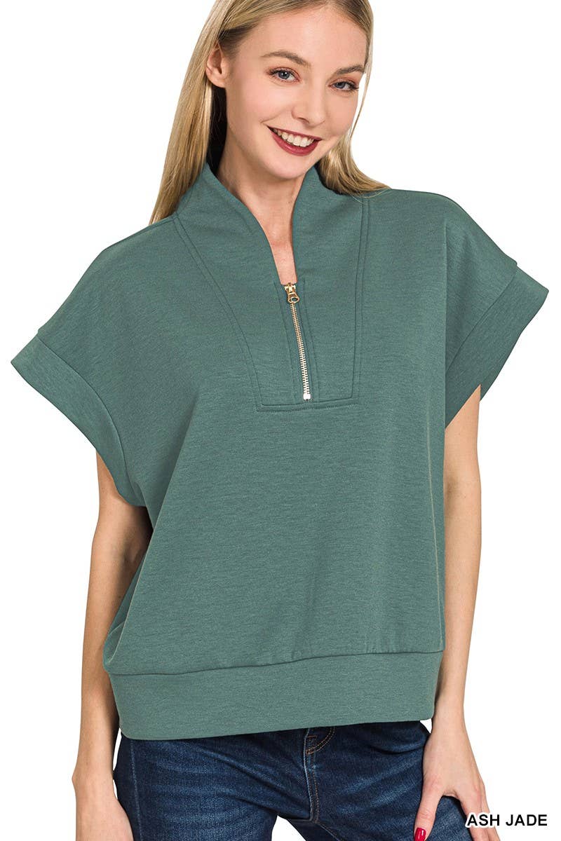 Zenana Scuba High Neck Half Zip Vest