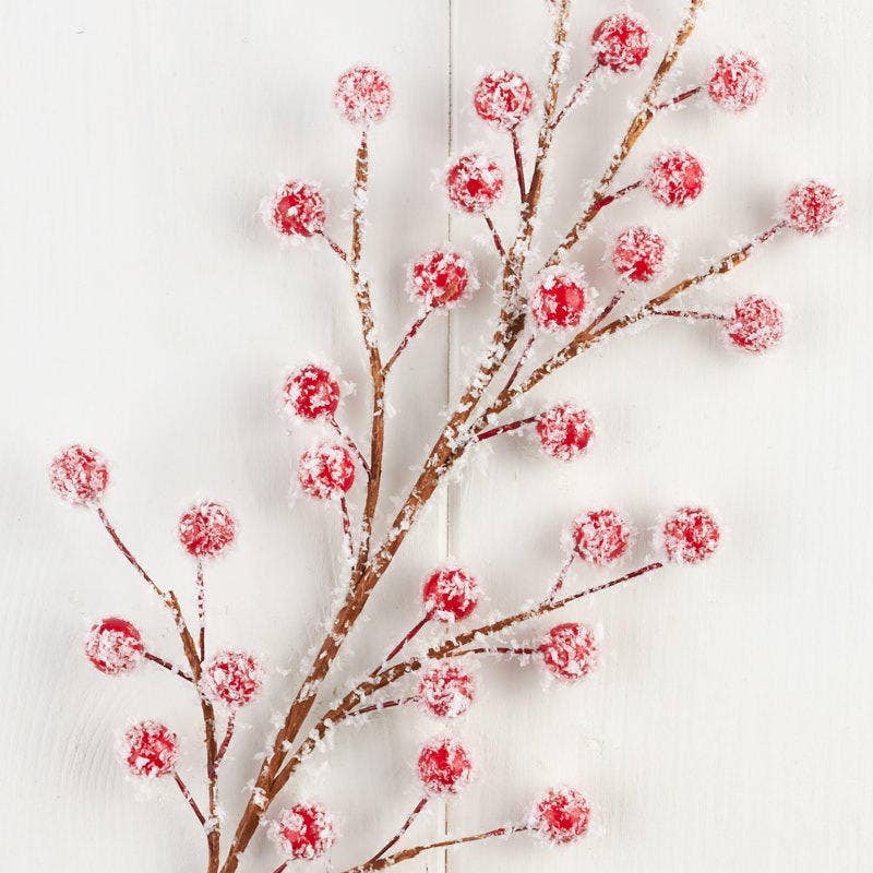18" Snowy Red Artificial Berry Spray