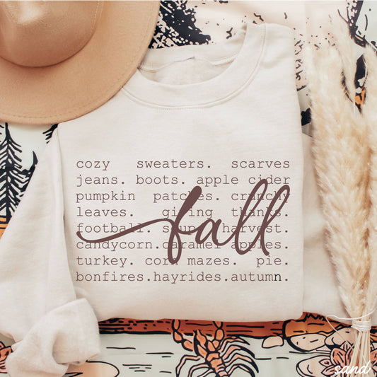 Fall Words Sweatshirt (S-3X): Sand