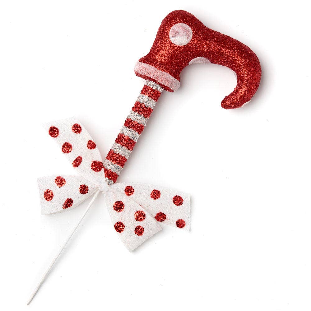 12" Sparkling Glitter Elf Shoe Decorative Pick -Select Color: Red/White