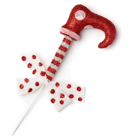 12" Sparkling Glitter Elf Shoe Decorative Pick -Select Color: Red/White