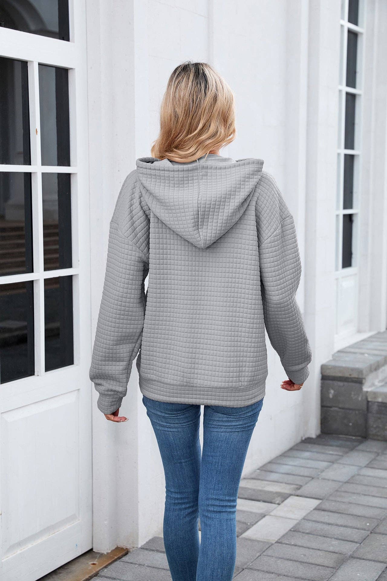 Casual Oversized Hooded Sweatshirt with Pockets for Women: Gray