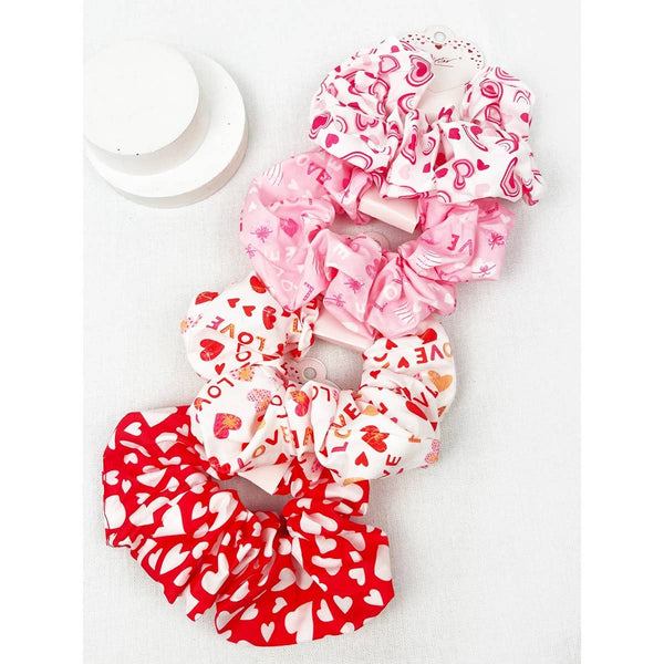 Mix Heart Pattern Jumbo Size Hair Scrunchies: MIX COLOR / ONE(12)