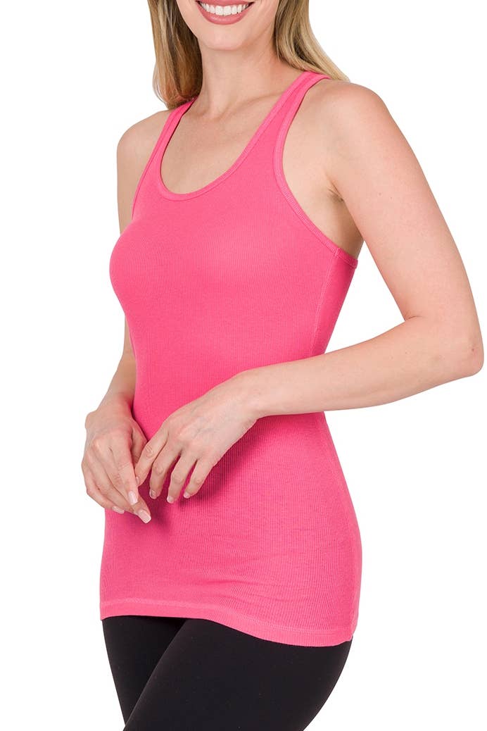 Stretchy Ribbed Knit Racerback Tank: White