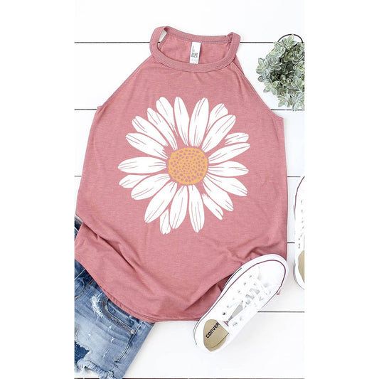 Daisy Flower Spring Floral Summer Blossom Bloom Tank Top: HEATHER MAUVE