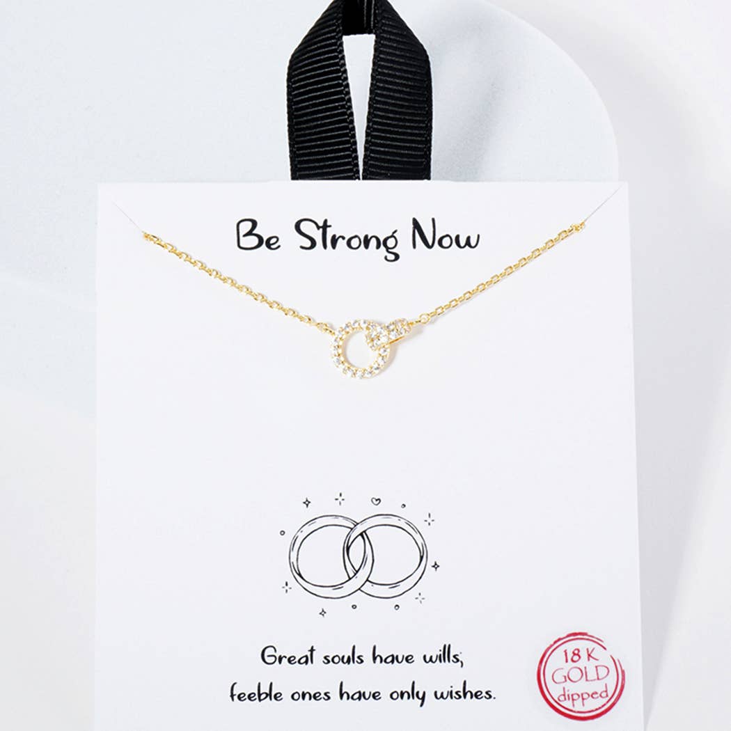 Interlocking Hoops CZ Paved Charm Necklace