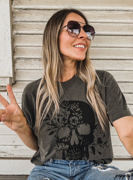 Floral Skull Tee (S-3X)