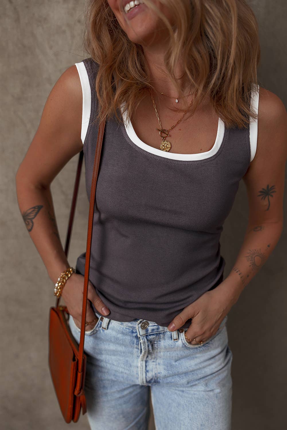 Ribbed Knit U Neck Tank Top | S-XL
