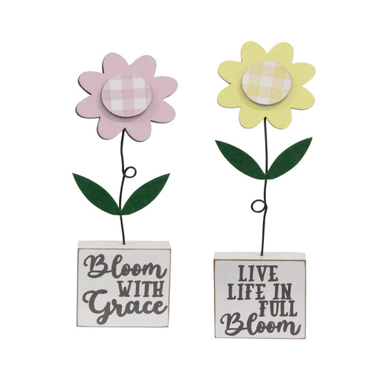 Full Bloom With Grace Gingham Check Daisies on Base