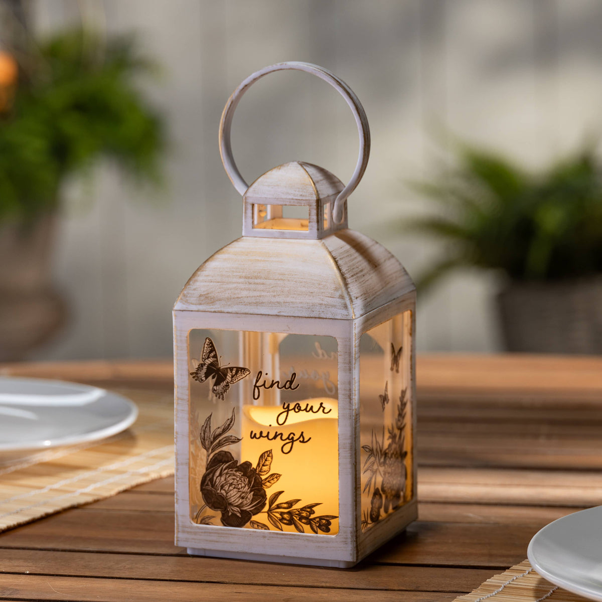 7.87"H B/O Plastic LED Lantern