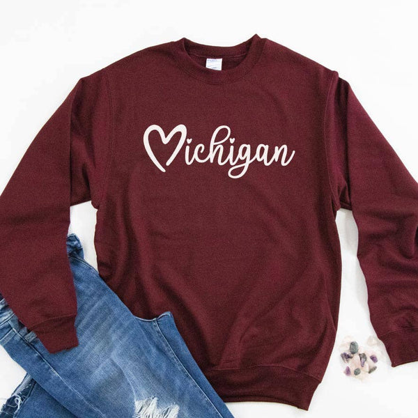 Michigan Love Sweatshirt: Charcoal Heather