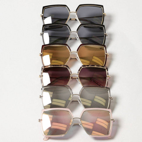 Women's Oversized Square Mirrored Sunglasses: ASSORTED COLOR / One Size