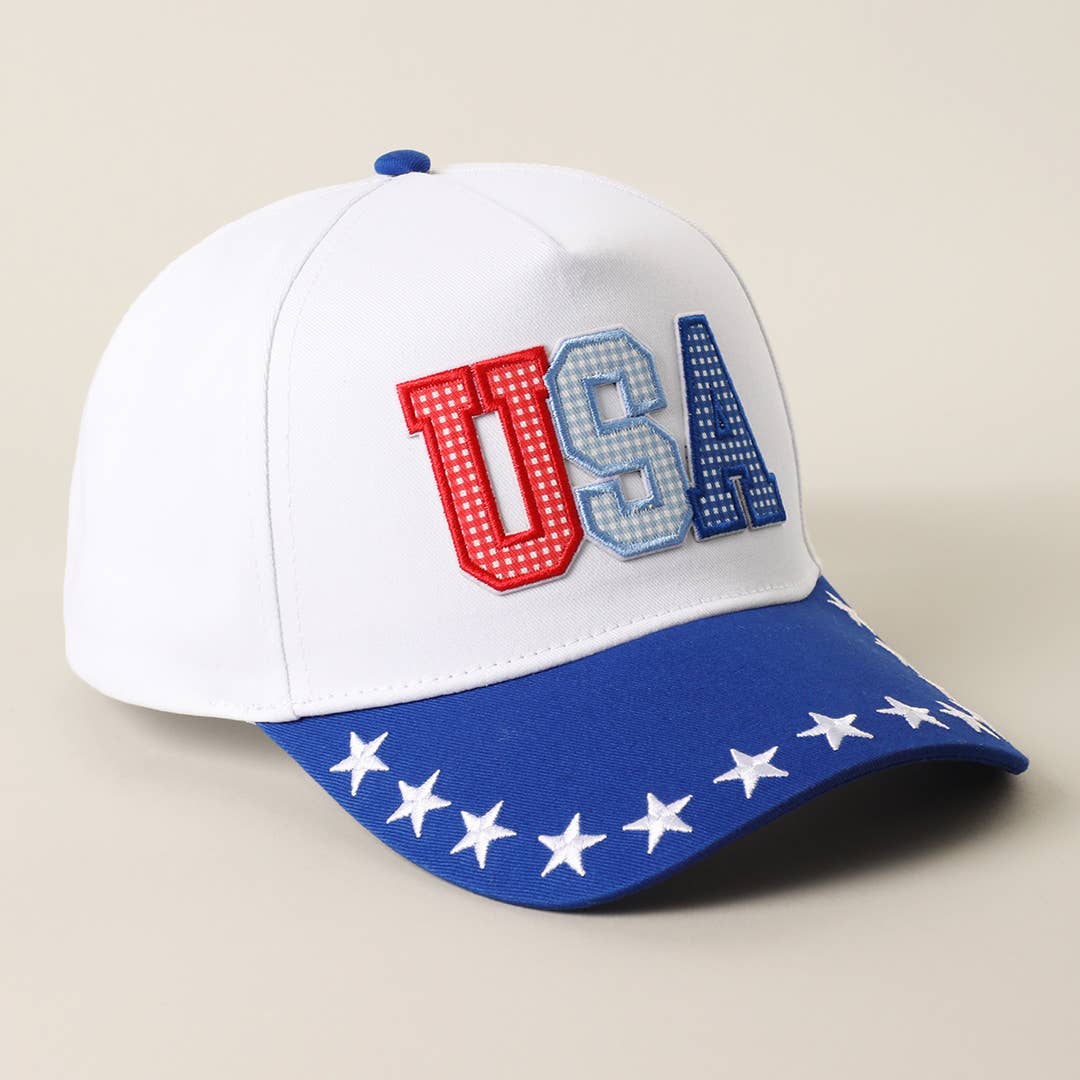 USA Letter Patch Star Brim Trucker Baseball Cap: RED