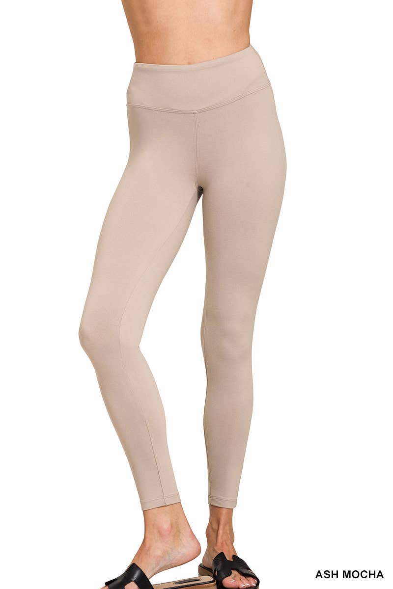 Microfiber Soft Waistband Full Length Leggings: BLACK / 3-3 (S/M-L/XL)